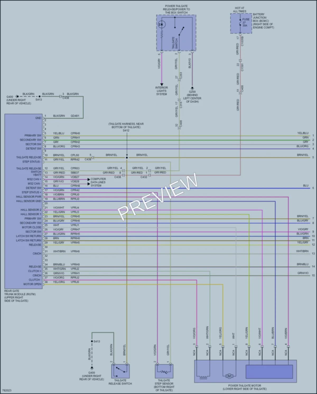 2022 Ford F150 Trunk Tailgate Fuel Door wiring diagram preview