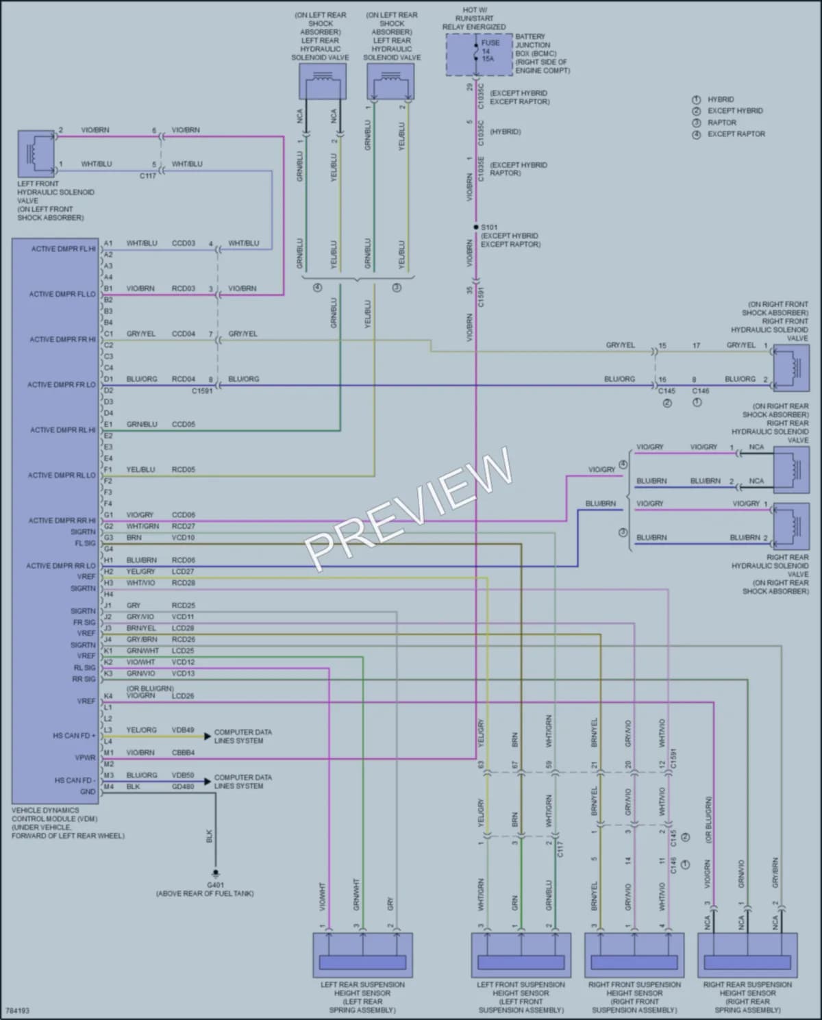 2022 Ford F150Hybrid Electronic Suspension wiring diagram preview