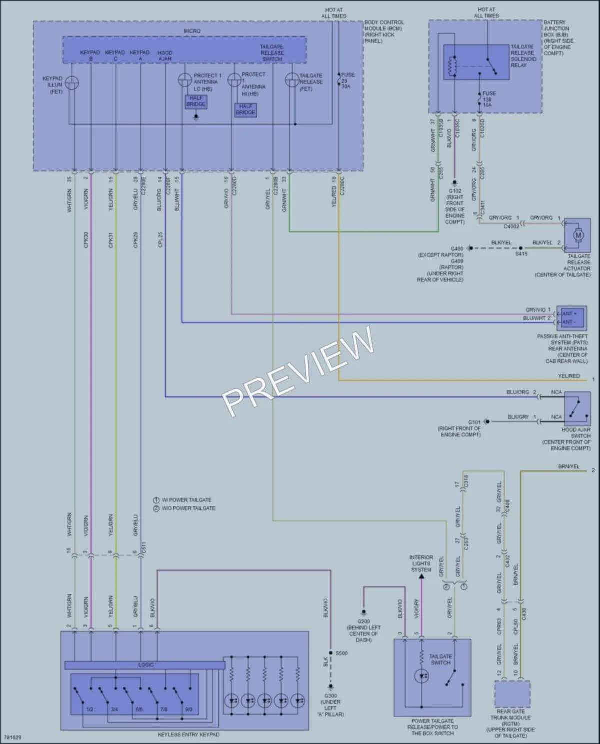 2022 Ford F150Hybrid Power Door Locks wiring diagram preview
