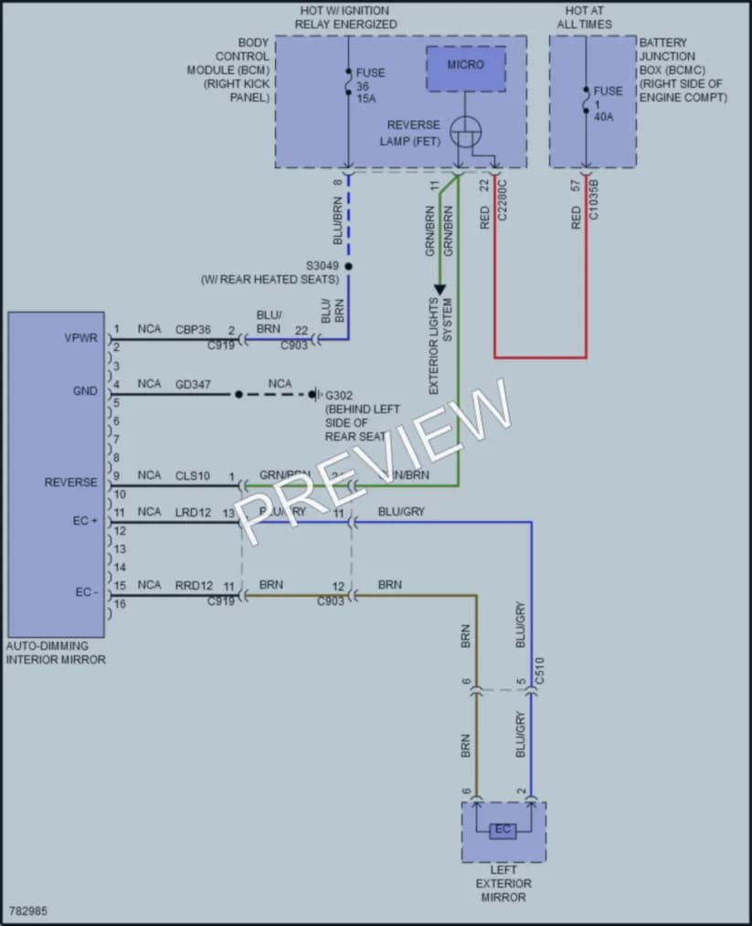 2022 Ford F150Hybrid Power Mirrors wiring diagram preview