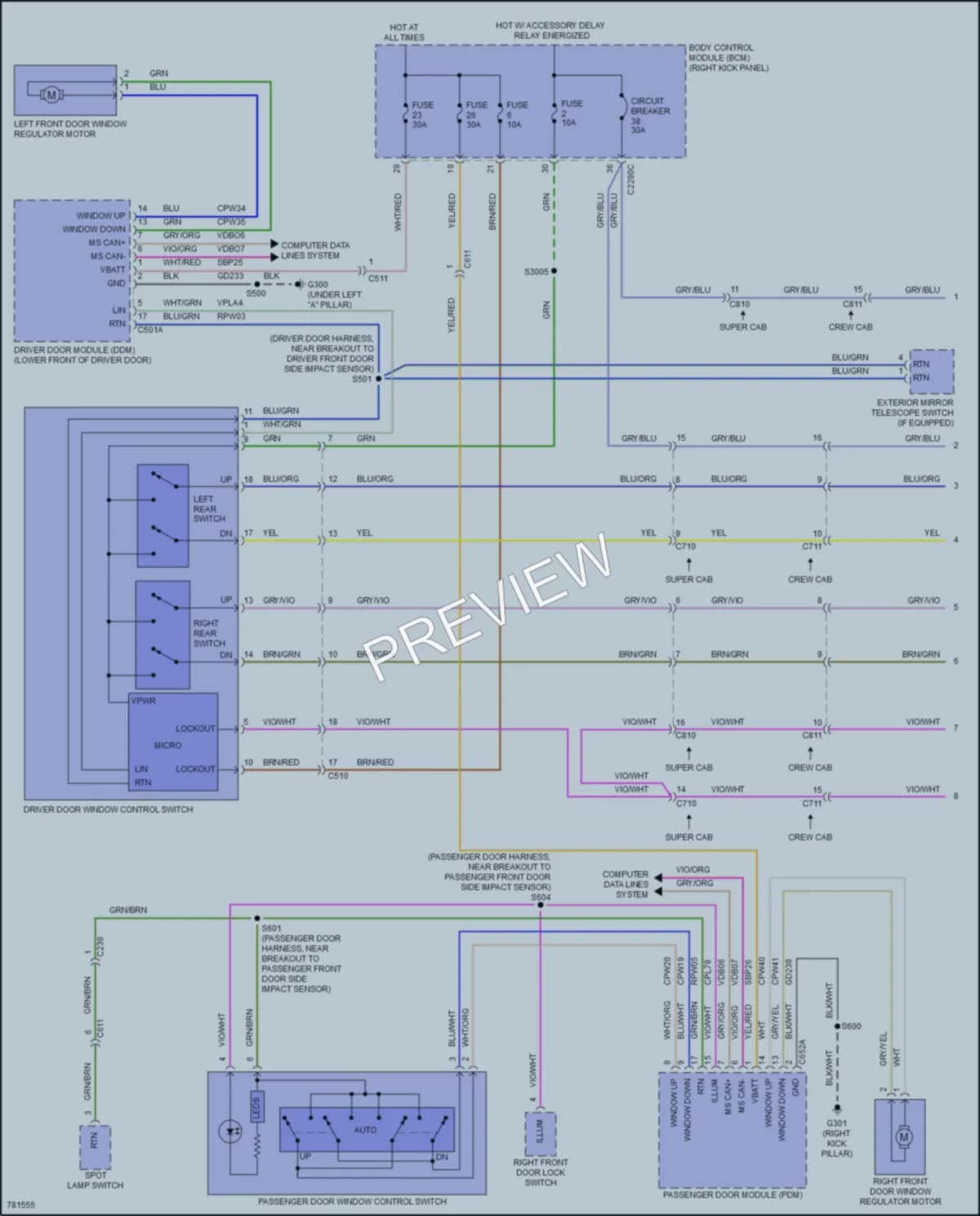 2022 Ford F150Hybrid Power Windows wiring diagram preview