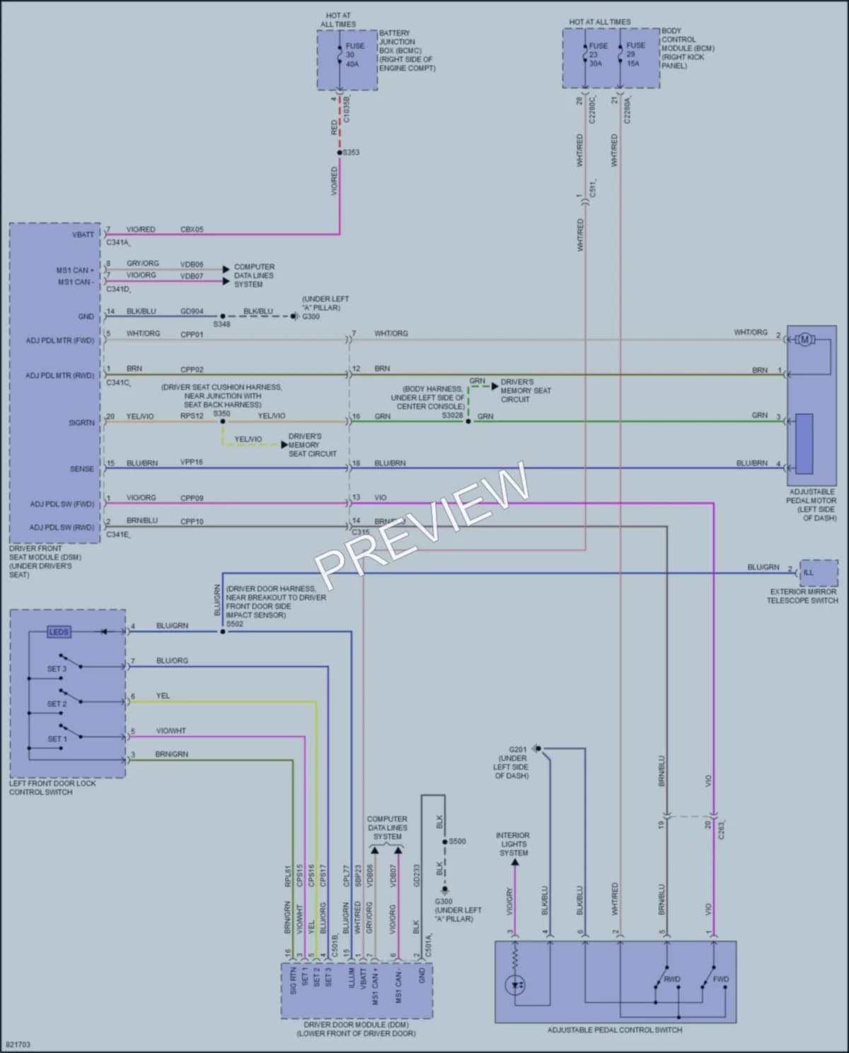 2022 Ford F150Lightning Memory Systems wiring diagram preview