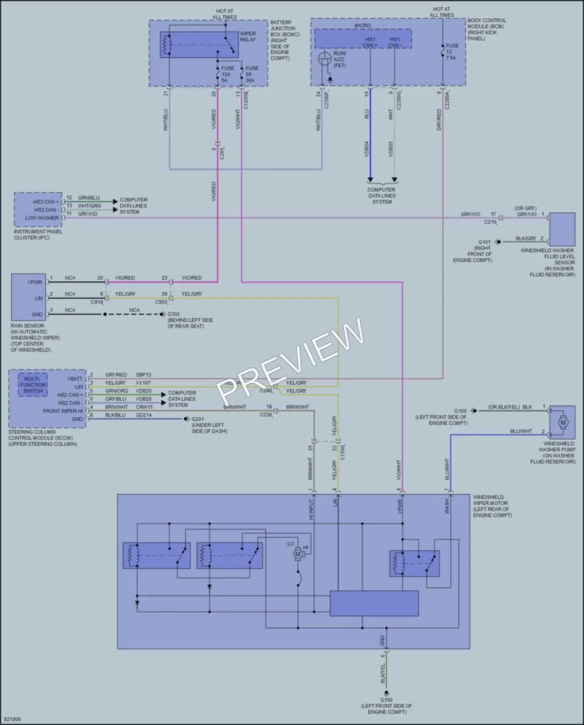 2022 Ford F150Lightning Wiper Washer wiring diagram preview