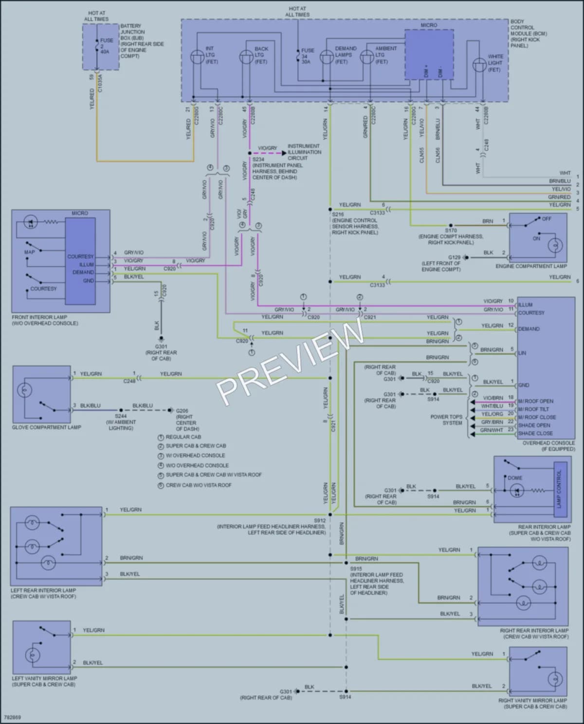 2022 Ford F250SuperDuty Interior Lights wiring diagram preview