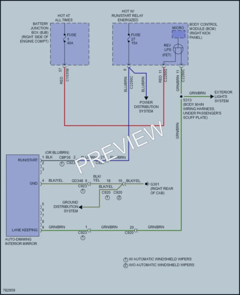 2022 Ford F250SuperDuty Power Mirrors wiring diagram preview