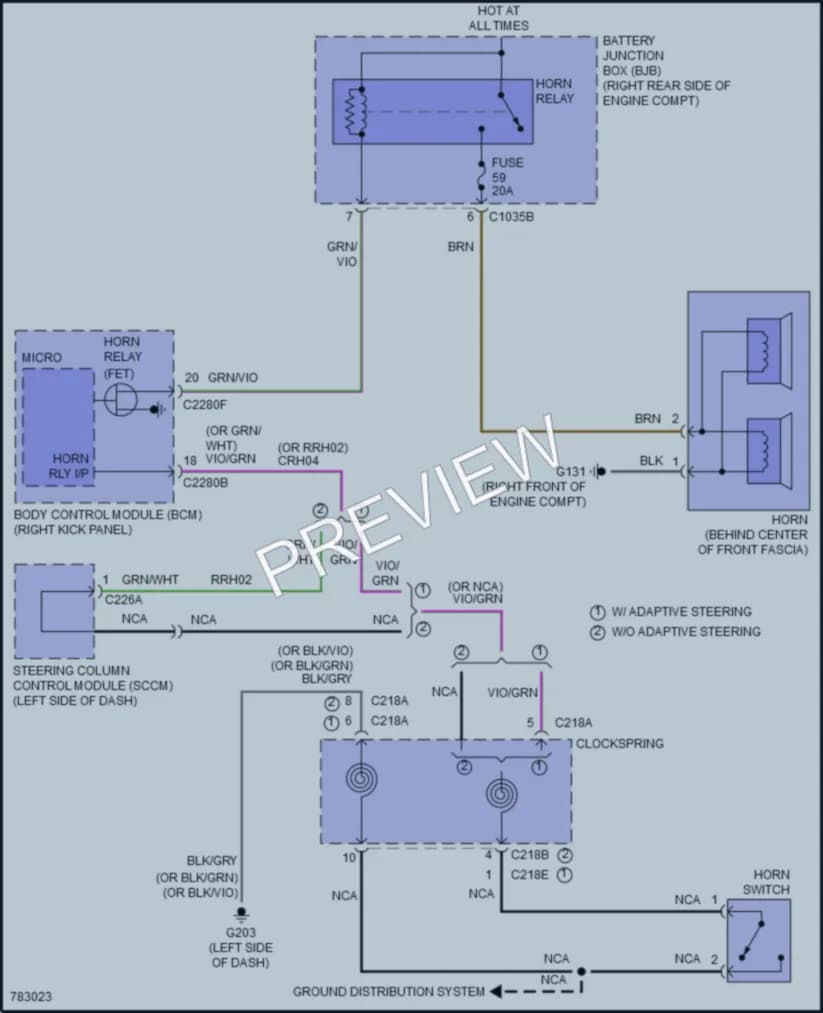 2022 Ford F350SuperDuty Horn wiring diagram preview