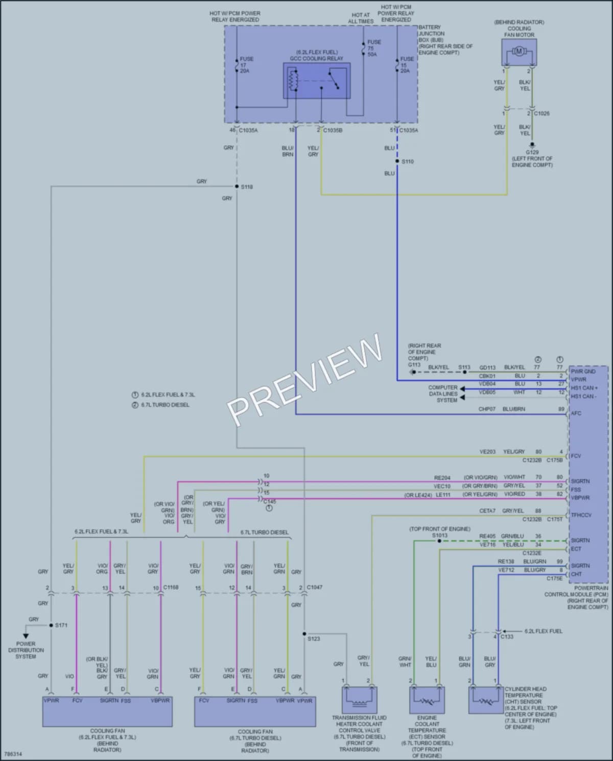 2022 Ford F450SuperDuty Cooling Fan wiring diagram preview