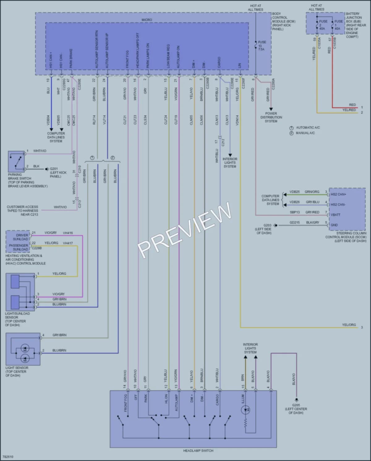 2022 Ford F550ChsCab Headlights wiring diagram preview