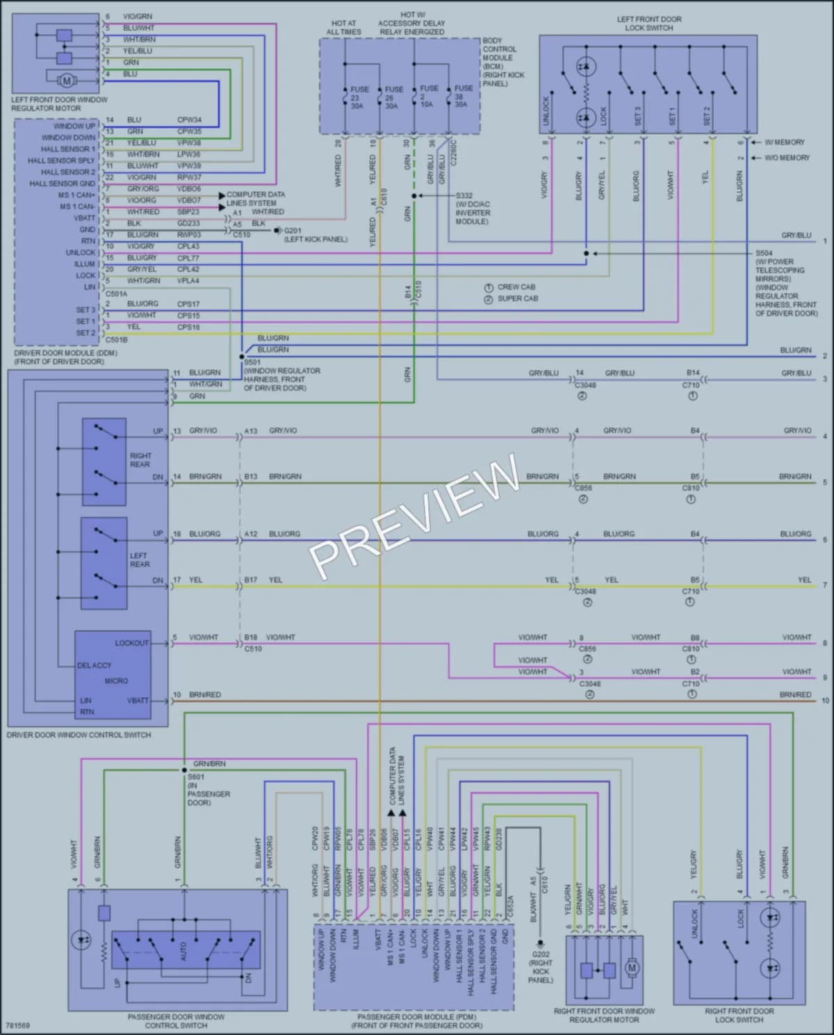 2022 Ford F550ChsCab Power Windows wiring diagram preview