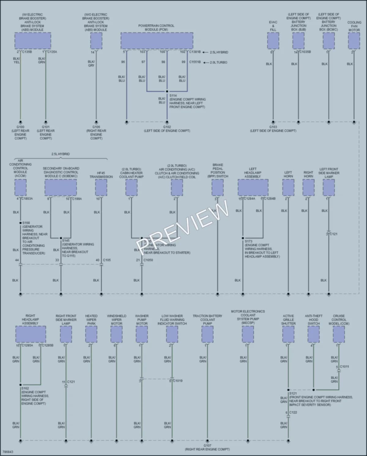 2022 Ford Maverick Ground Distribution wiring diagram preview