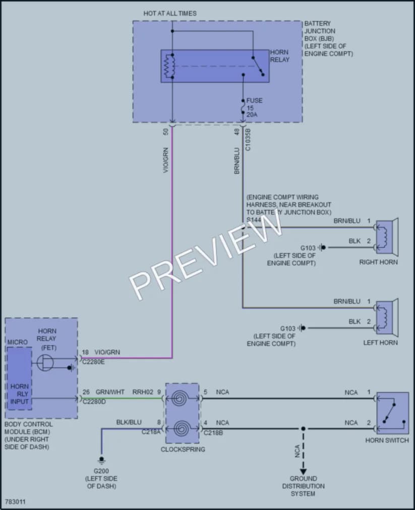 2022 Ford Maverick Horn wiring diagram preview