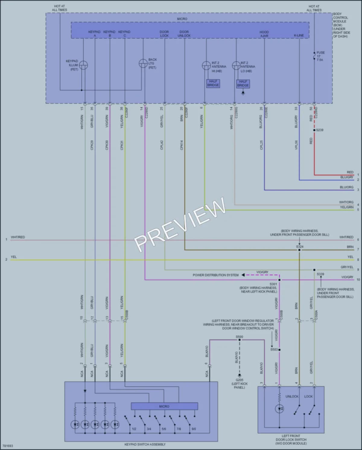 2022 Ford Maverick Power Door Locks wiring diagram preview