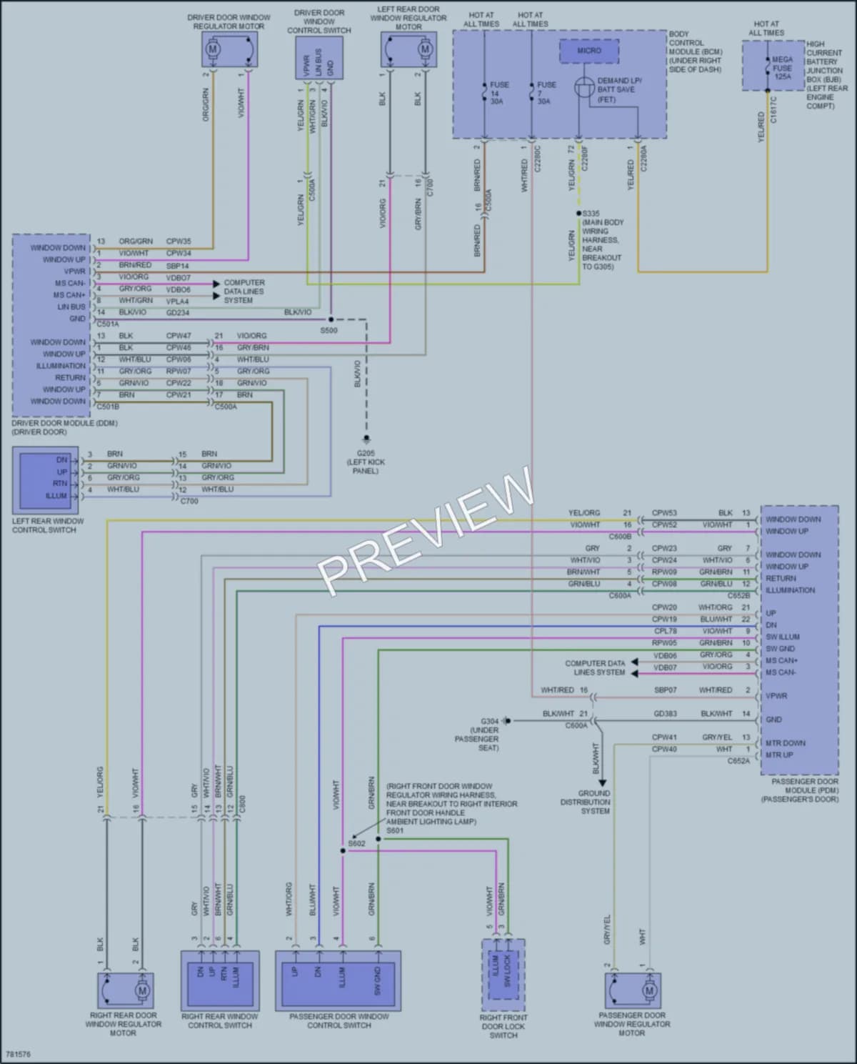 2022 Ford Maverick Power Windows wiring diagram preview