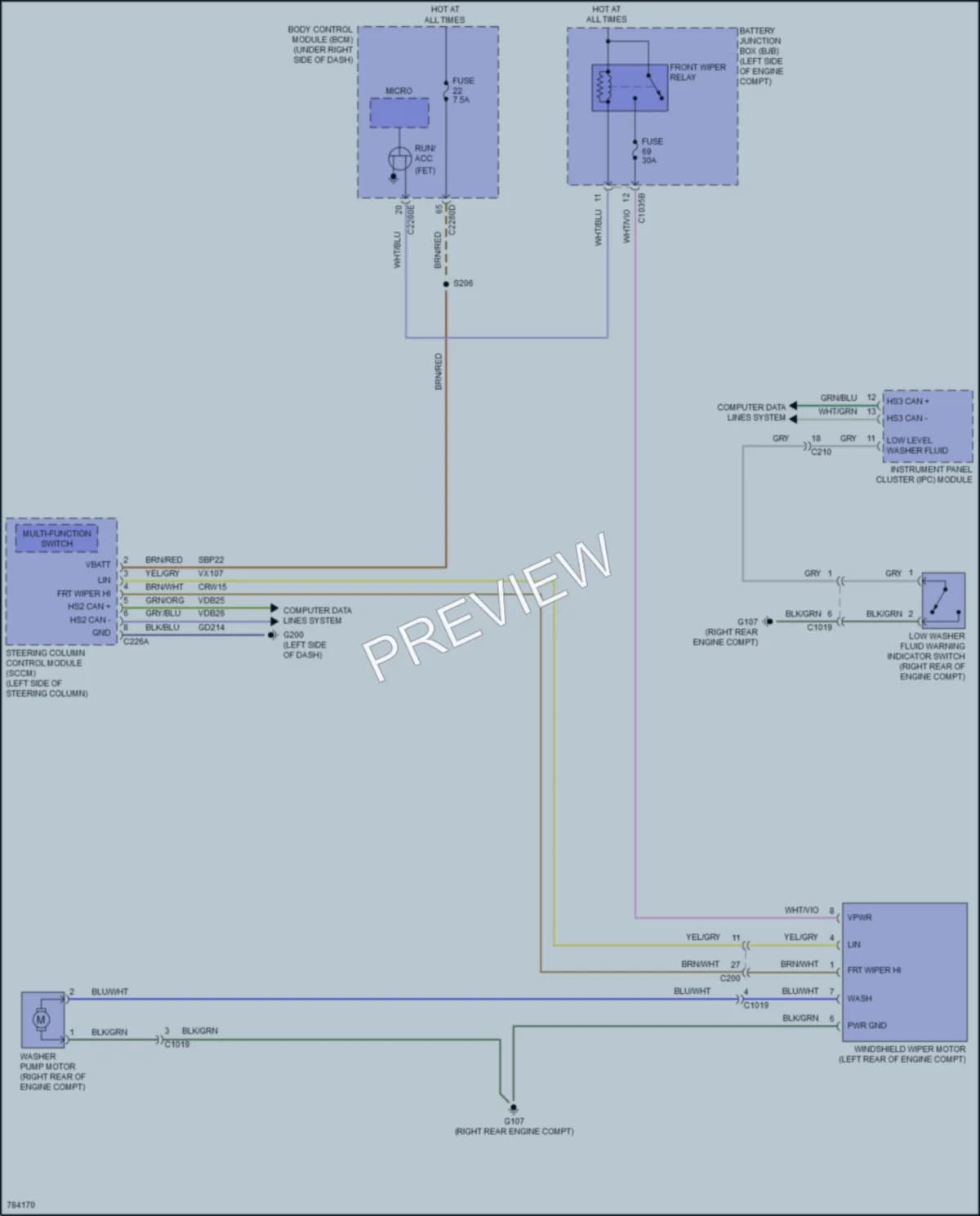 2022 Ford Maverick Wiper Washer wiring diagram preview