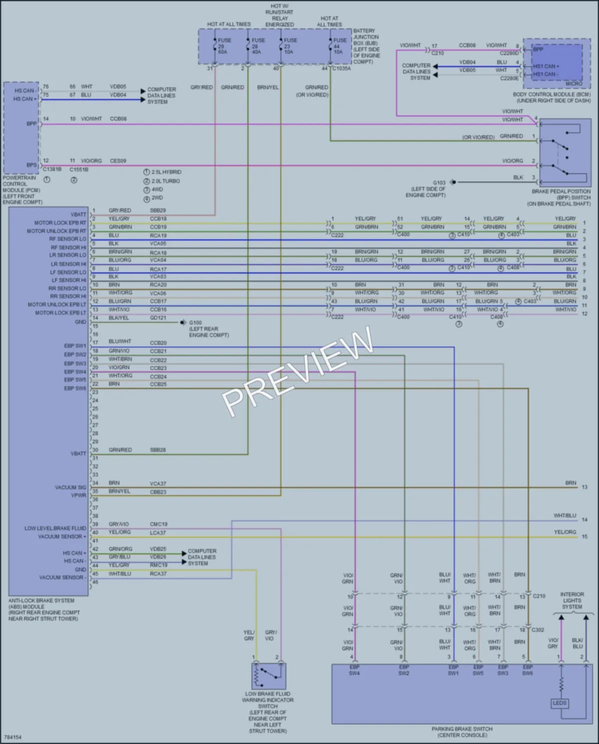2022 Ford MaverickHybrid Anti Lock Brakes wiring diagram preview