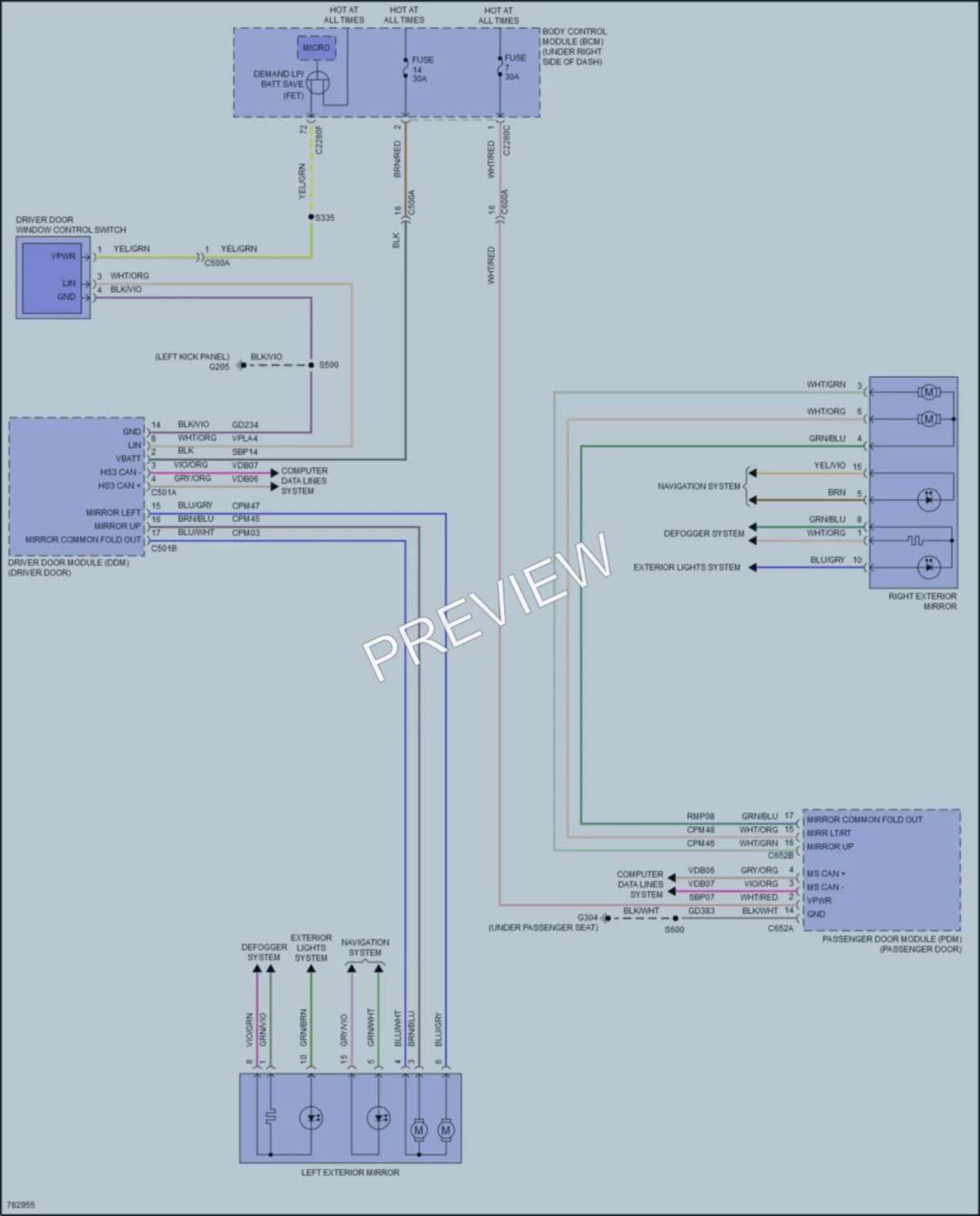 2022 Ford MaverickHybrid Power Mirrors wiring diagram preview
