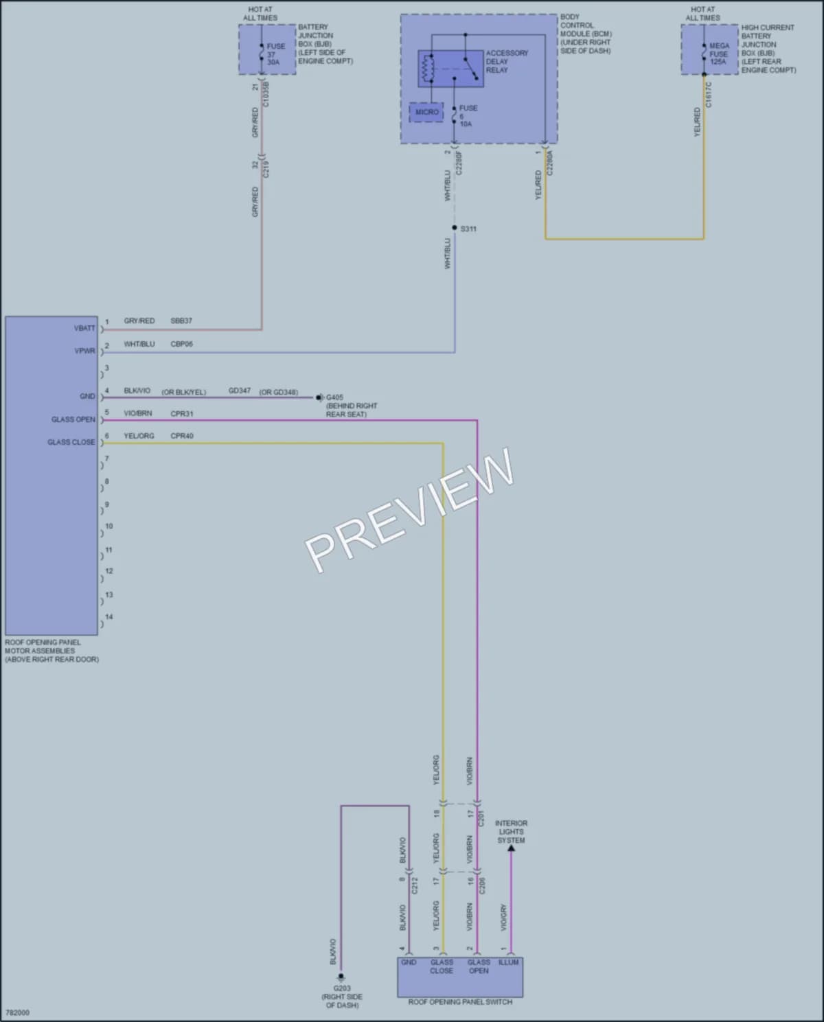 2022 Ford MaverickHybrid Power Top Sunroof wiring diagram preview