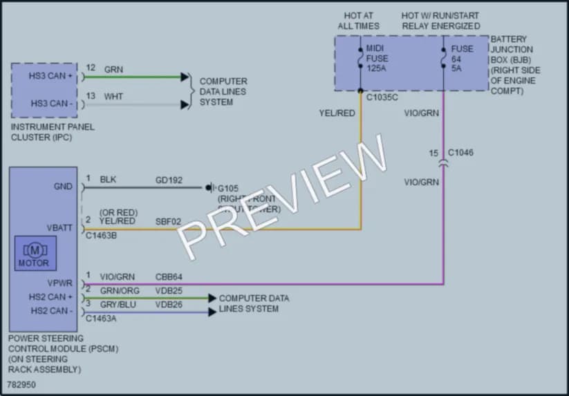 2022 Ford Mustang Electronic Power Steering wiring diagram preview