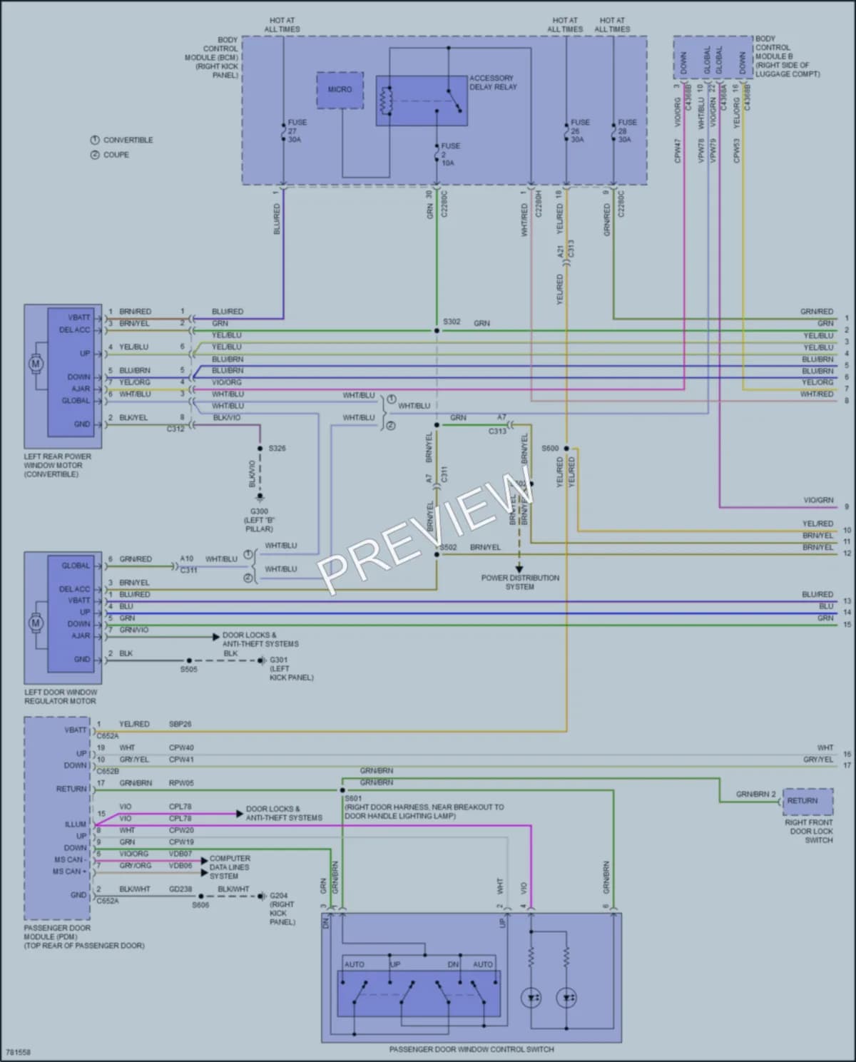 2022 Ford Mustang Power Windows wiring diagram preview