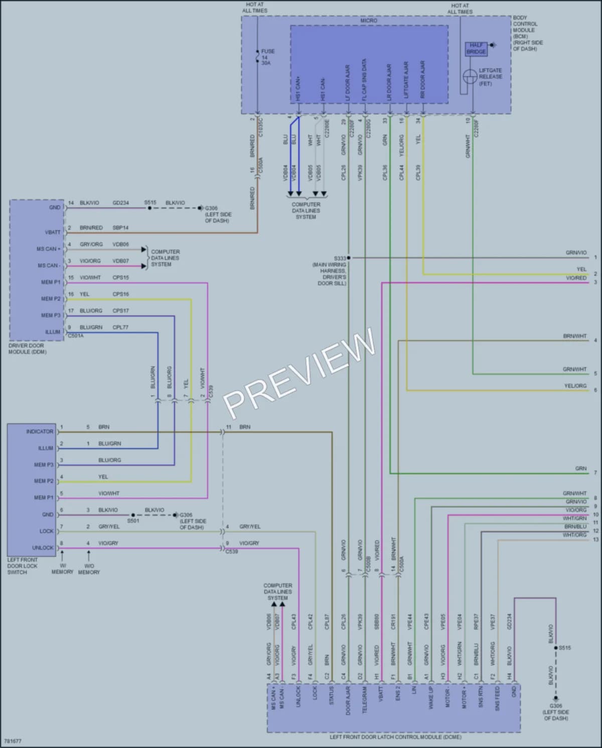 2022 Ford MustangMachE Power Door Locks wiring diagram preview