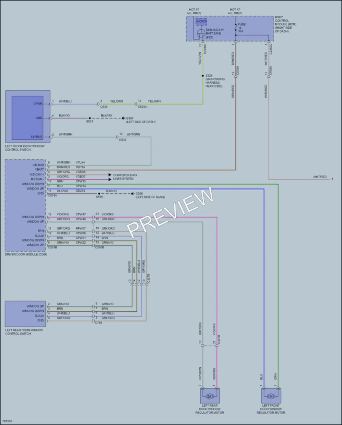 2022 Ford MustangMachE Power Windows wiring diagram preview