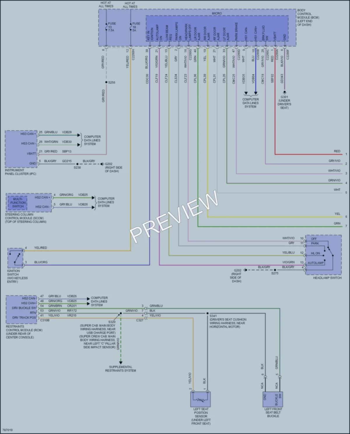 2022 Ford Ranger Warning Systems wiring diagram preview