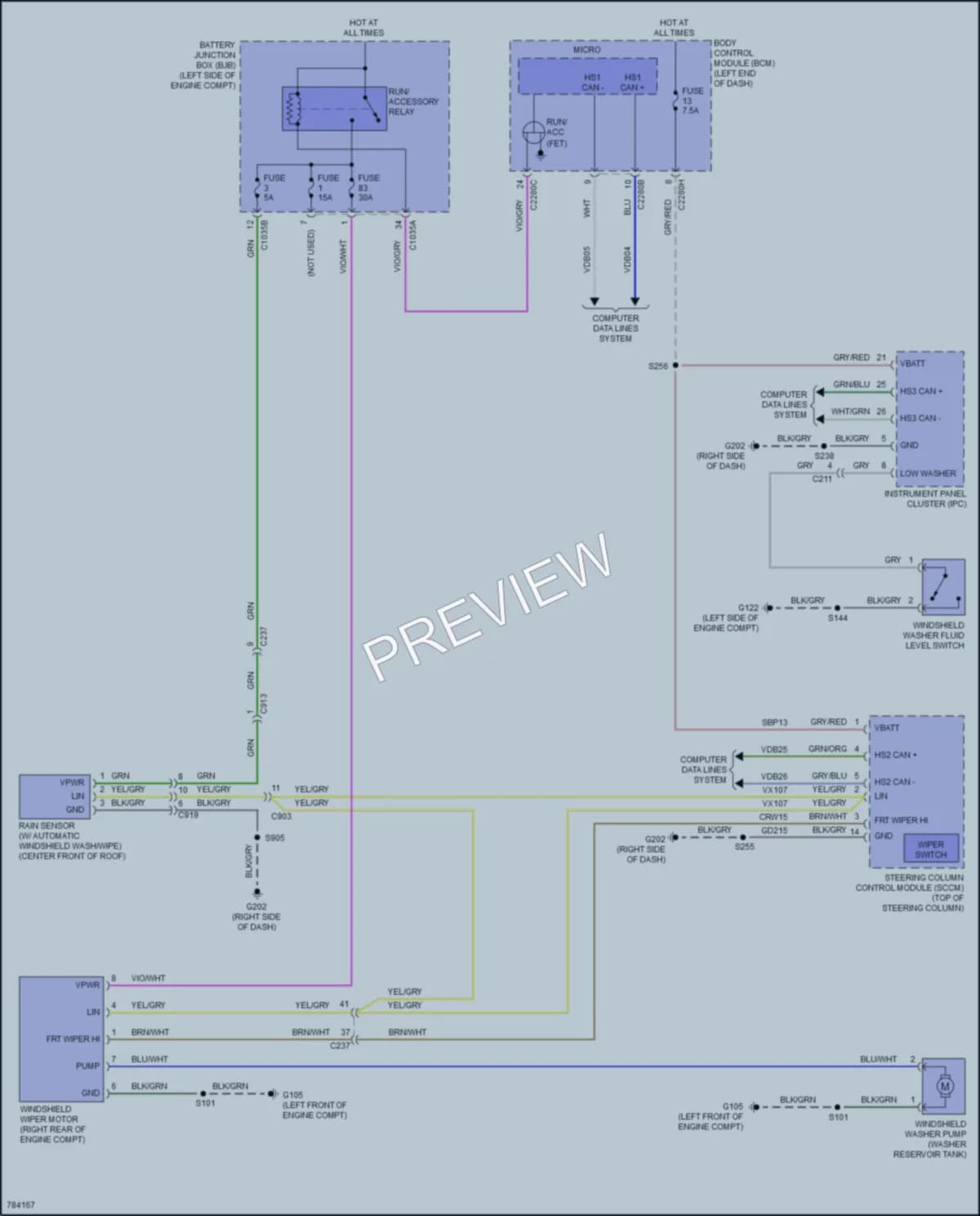 2022 Ford Ranger Wiper Washer wiring diagram preview