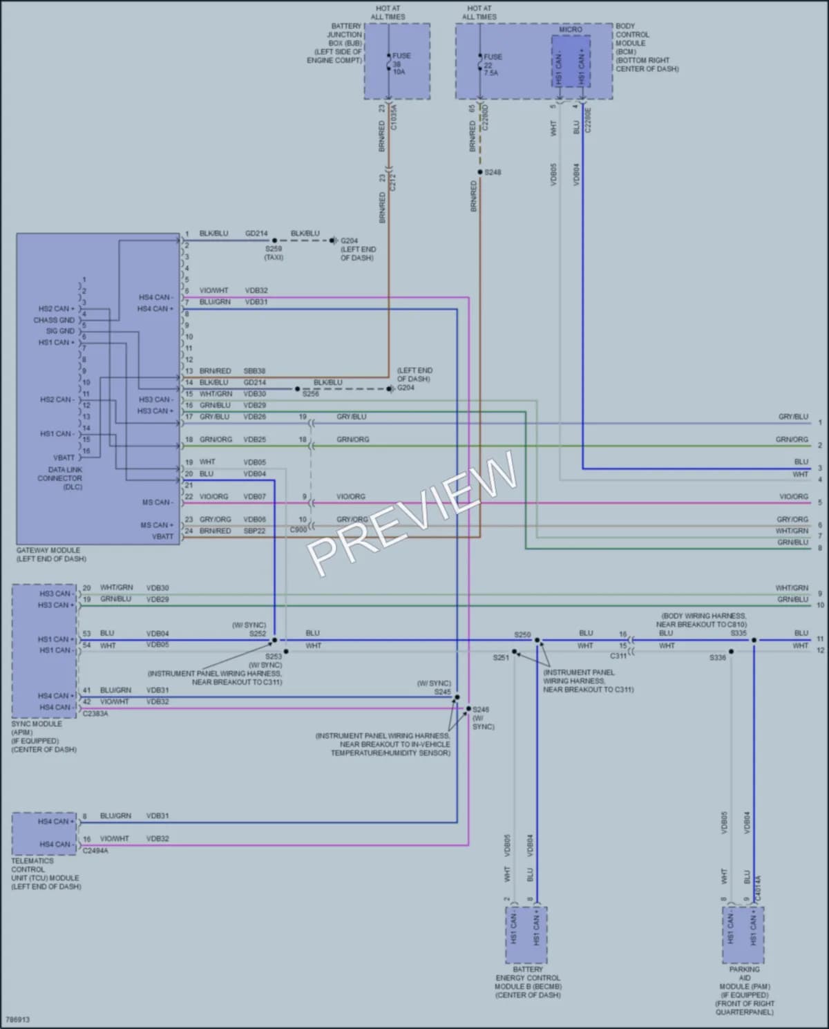 2022 Ford TransitConnect Computer Data Lines wiring diagram preview