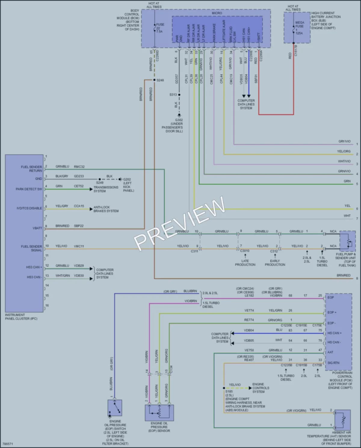 2022 Ford TransitConnect Instrument Cluster wiring diagram preview