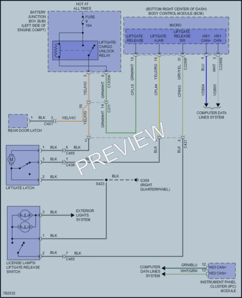 2022 Ford TransitConnect Trunk Tailgate Fuel Door wiring diagram preview
