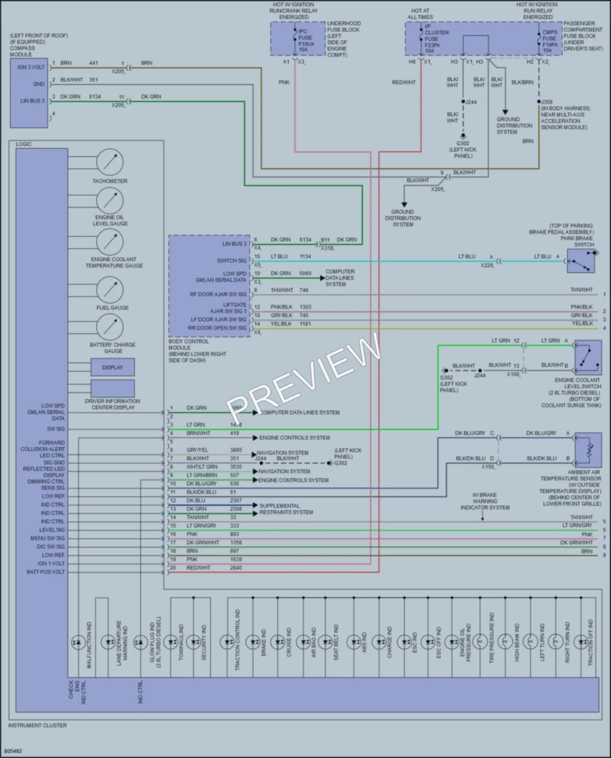 2022 GMC 2500Savana Instrument Cluster wiring diagram preview