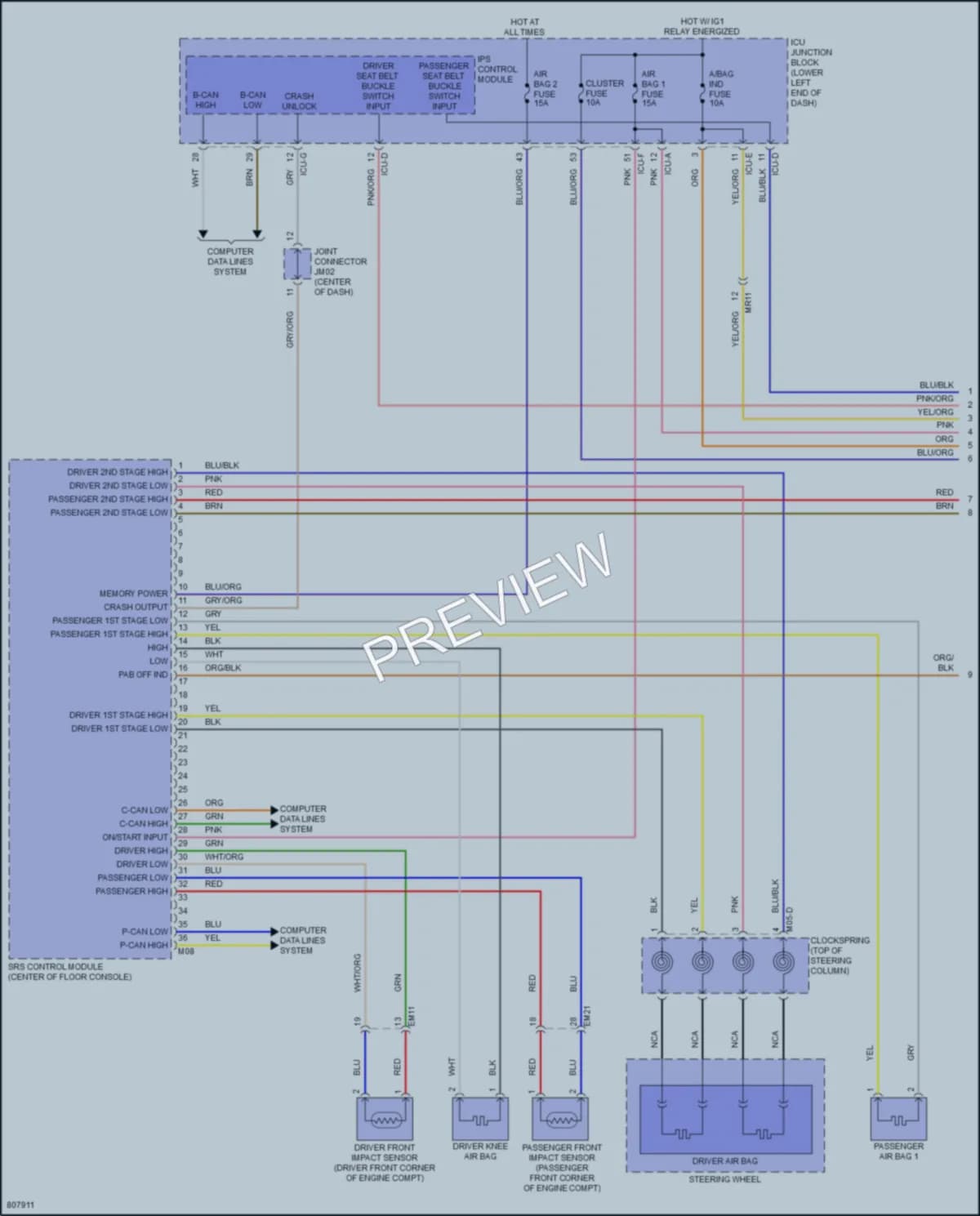 2022 Genesis G70 Supplemental Restraints wiring diagram preview