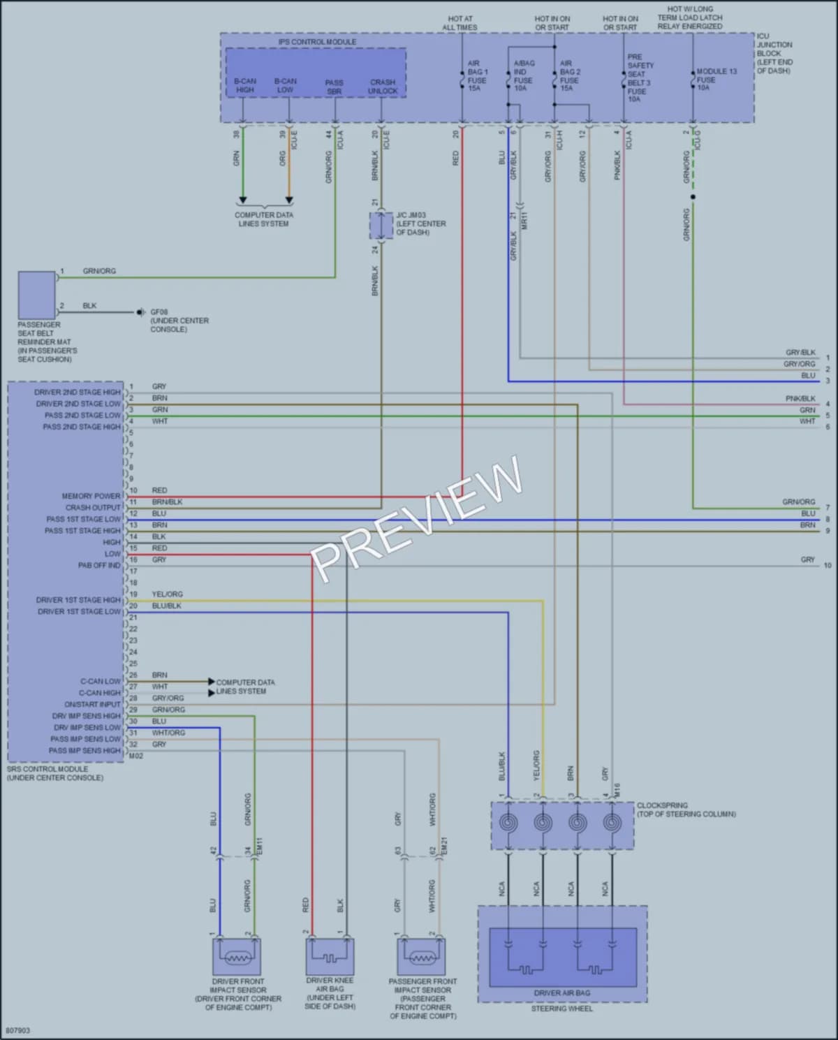 2022 Genesis G80 Supplemental Restraints wiring diagram preview