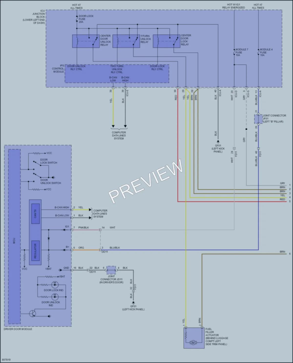 2022 Genesis GV70 Power Door Locks wiring diagram preview