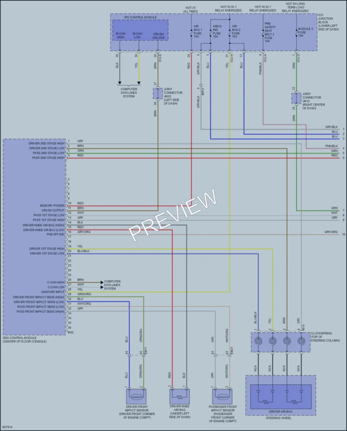 2022 Genesis GV70 Supplemental Restraints wiring diagram preview