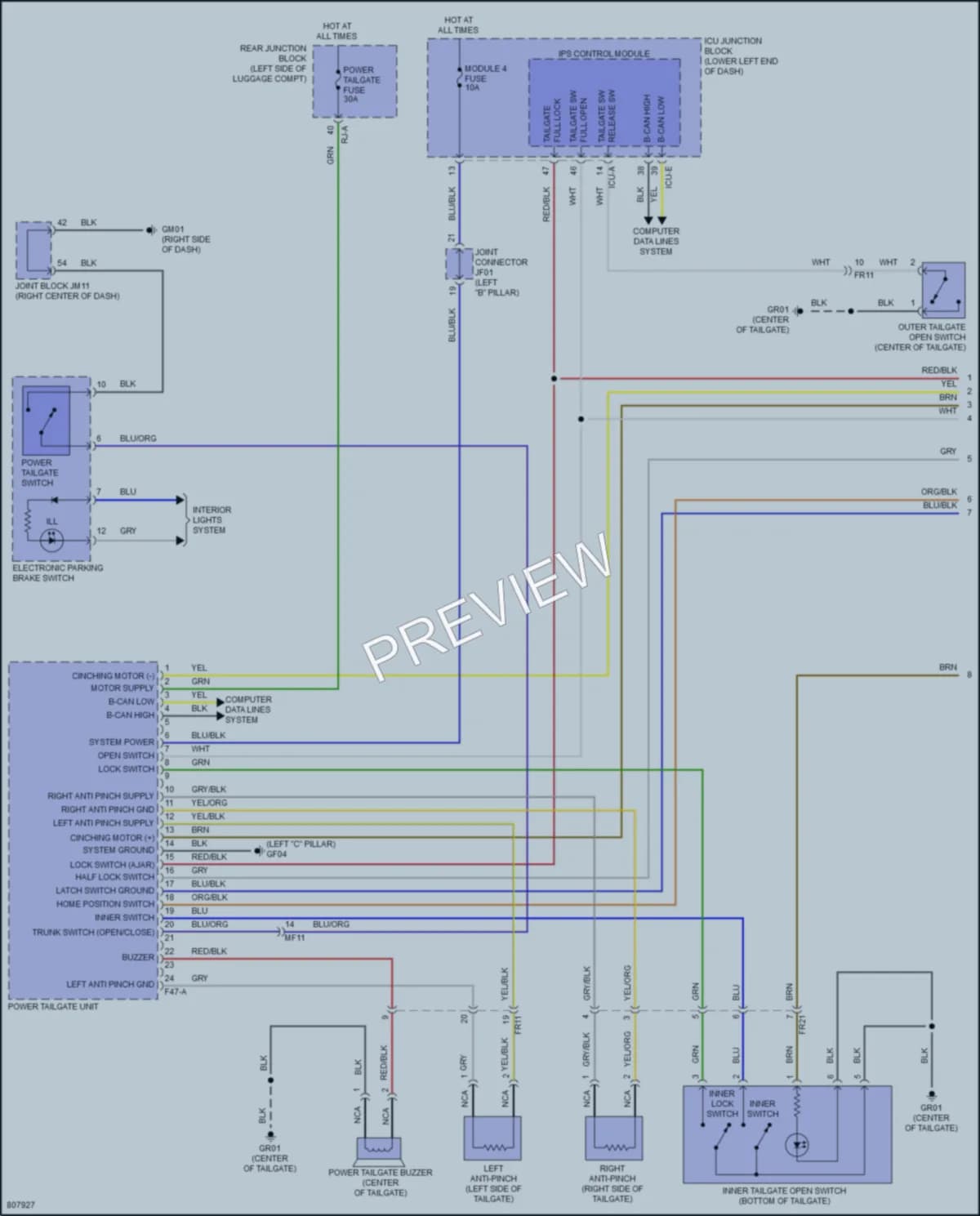 2022 Genesis GV70 Trunk Tailgate Fuel Door wiring diagram preview