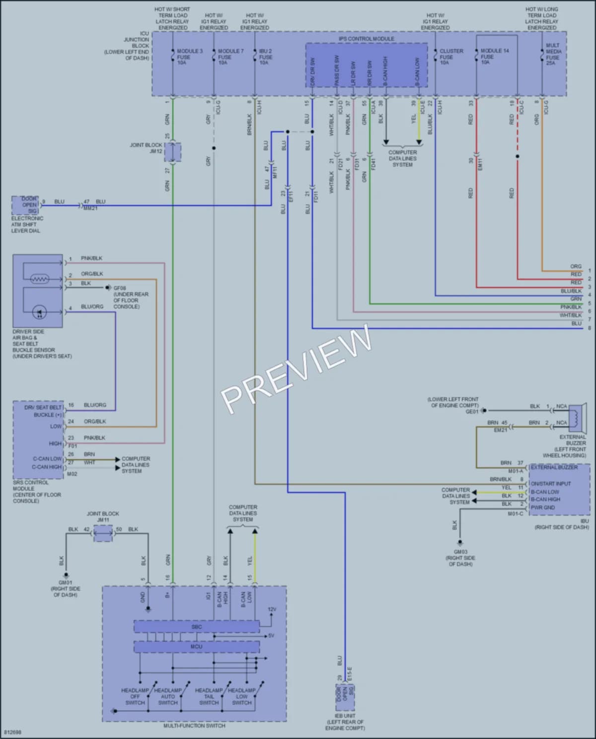 2022 Genesis GV70 Warning Systems wiring diagram preview