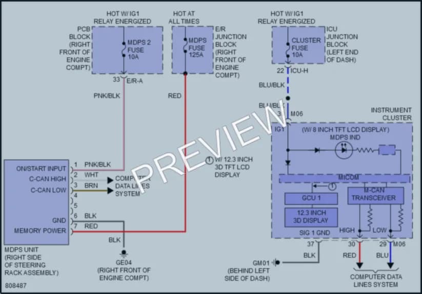 2022 Genesis GV80 Electronic Power Steering wiring diagram preview