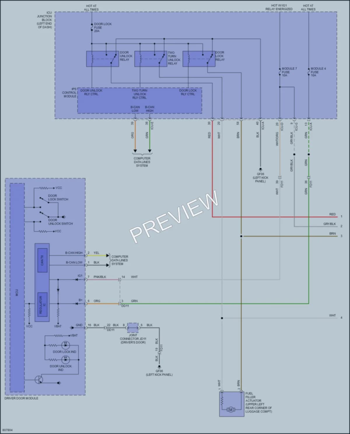2022 Genesis GV80 Power Door Locks wiring diagram preview