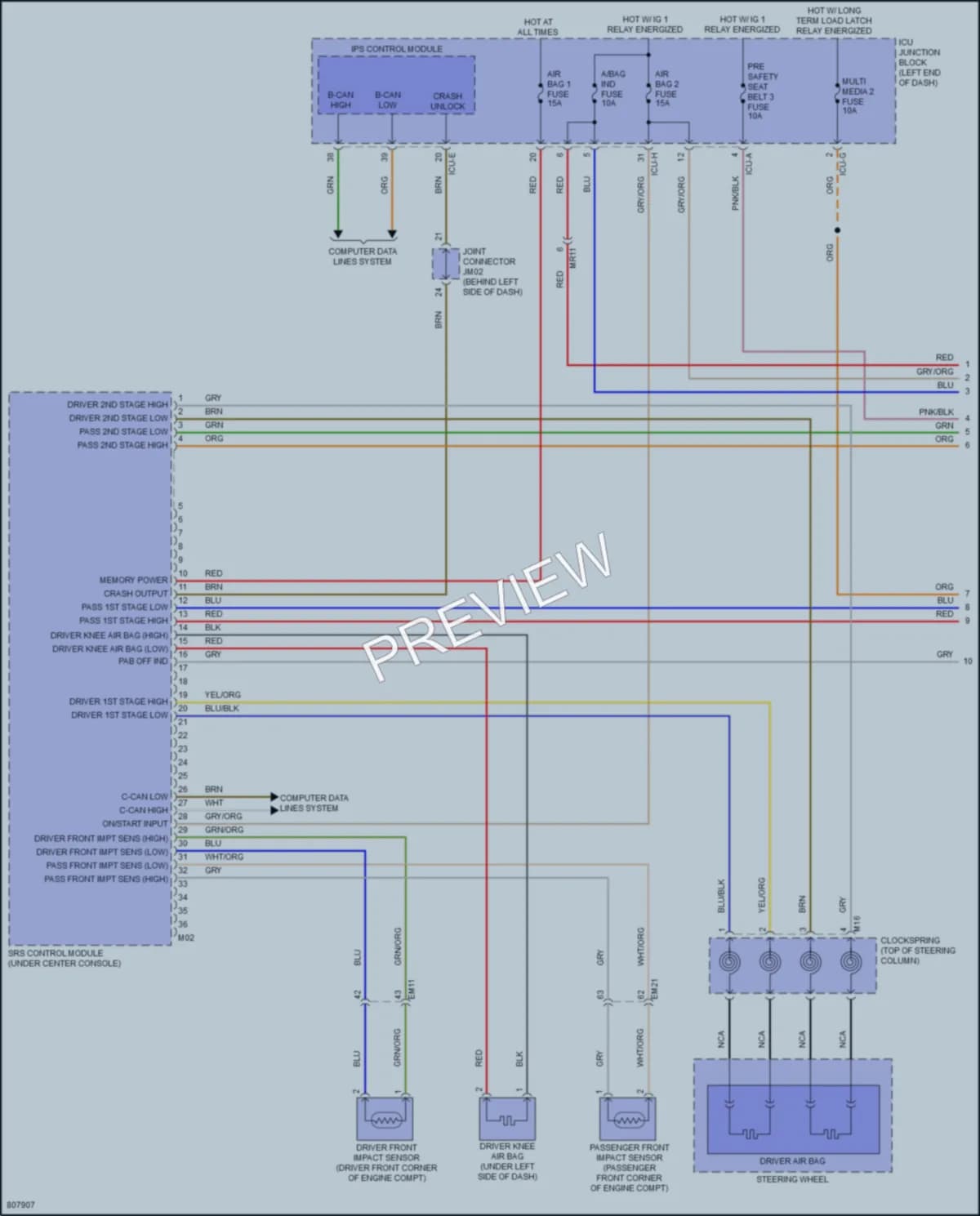 2022 Genesis GV80 Supplemental Restraints wiring diagram preview