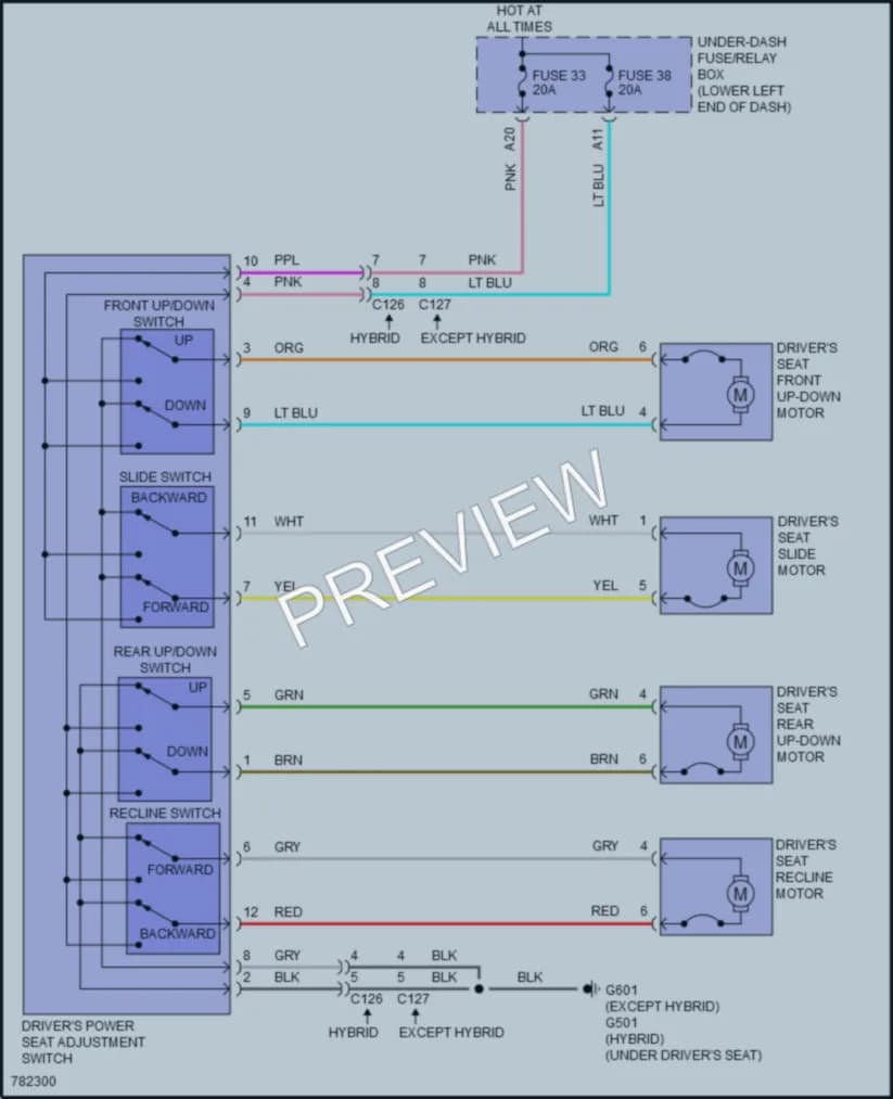 2022 Honda AccordHybrid Power Seats wiring diagram preview