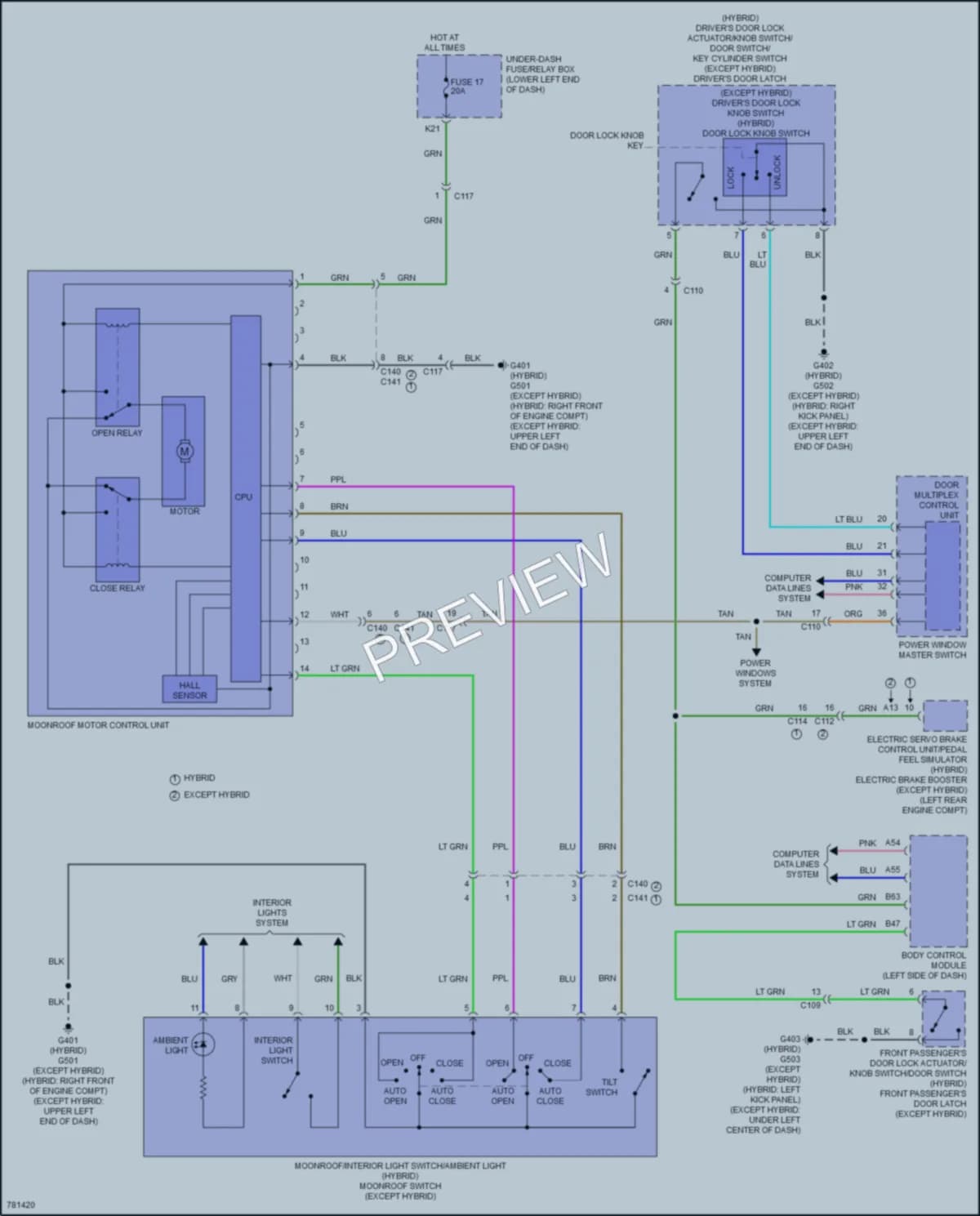 2022 Honda AccordHybrid Power Top Sunroof wiring diagram preview