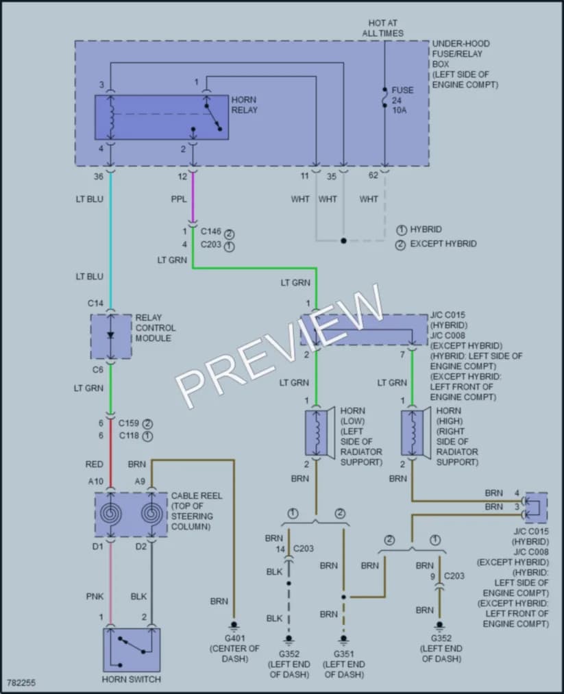 2022 Honda CRVHybrid Horn wiring diagram preview
