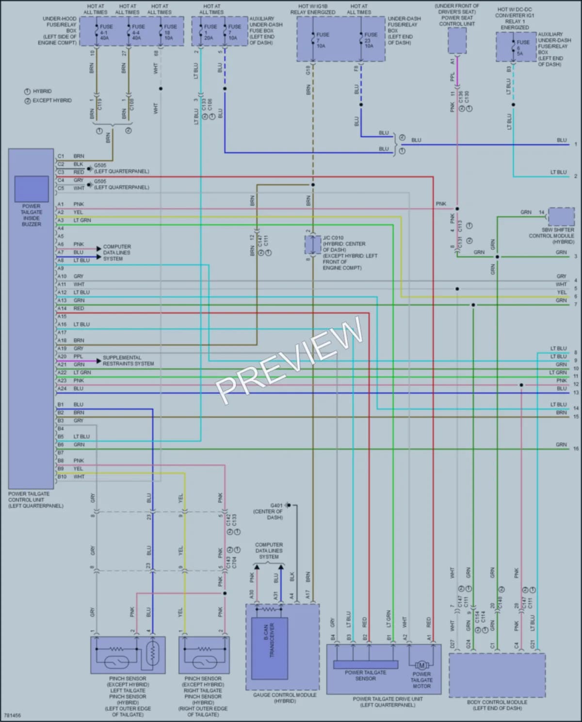 2022 Honda CRVHybrid Trunk Tailgate Fuel Door wiring diagram preview