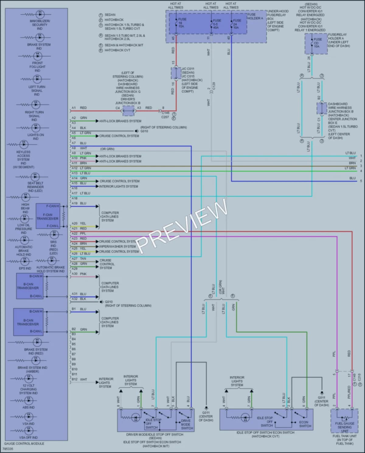 2022 Honda Civic Instrument Cluster wiring diagram preview