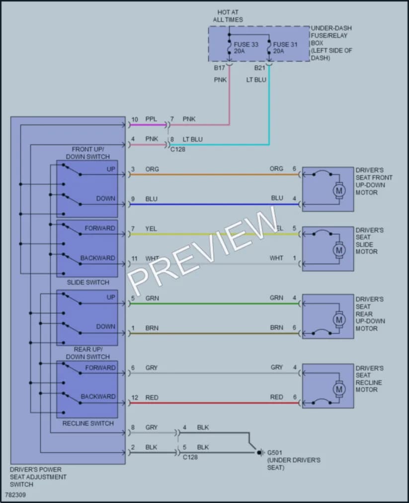 2022 Honda Insight Power Seats wiring diagram preview