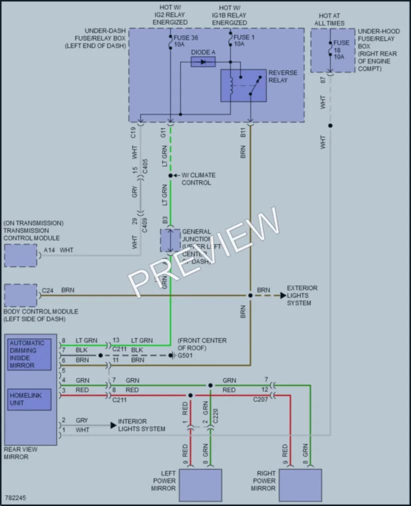 2022 Honda Odyssey Power Mirrors wiring diagram preview