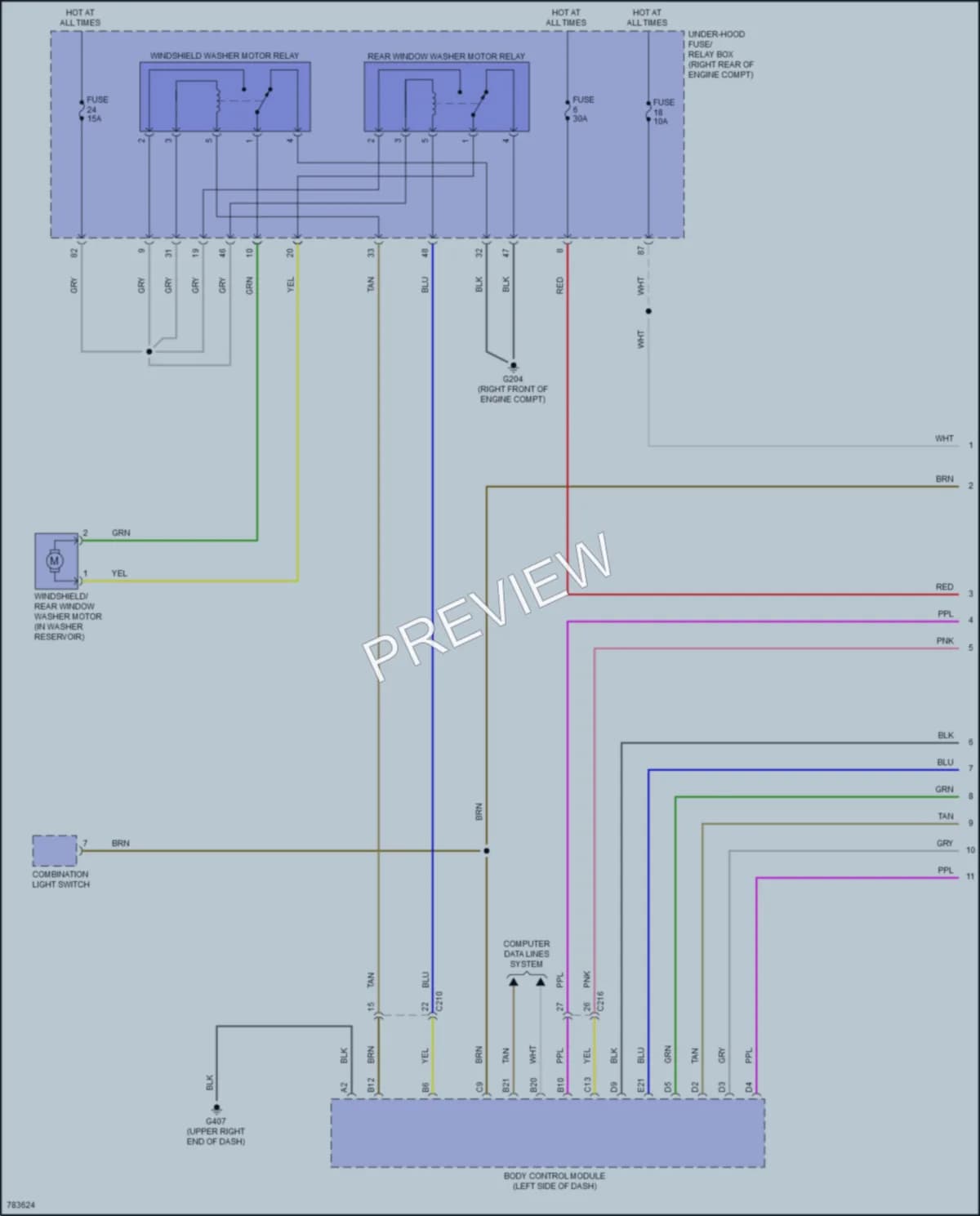 2022 Honda Odyssey Wiper Washer wiring diagram preview
