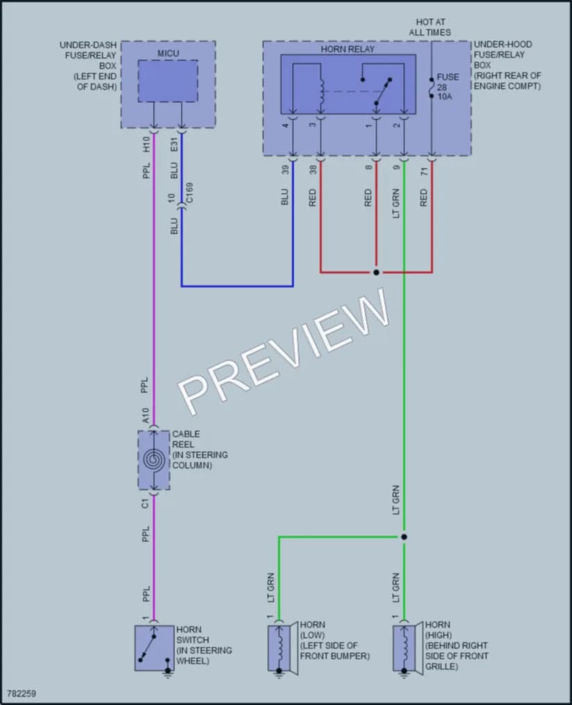2022 Honda Passport Horn wiring diagram preview