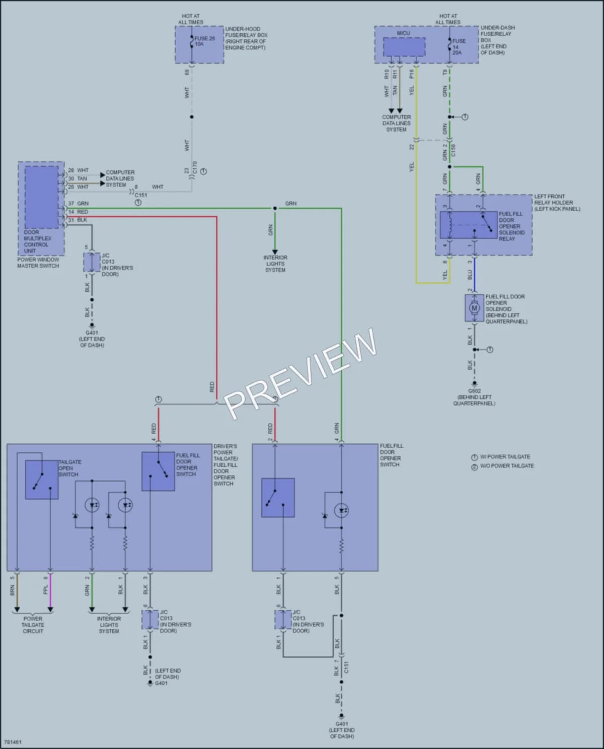 2022 Honda Passport Trunk Tailgate Fuel Door wiring diagram preview